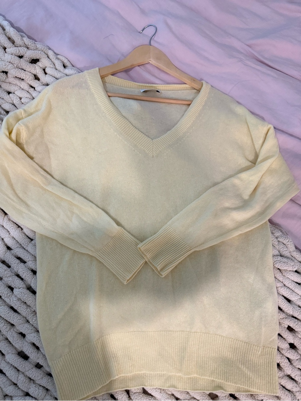 Aritzia Pale Yellow V-Neck Sweater NWOT